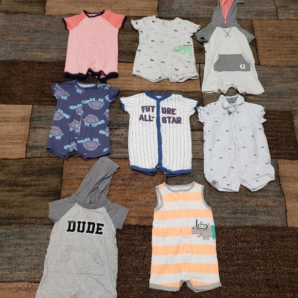 Baby boys size 6 months summer one peice outfit bundle of 8 - Picture 1 of 6